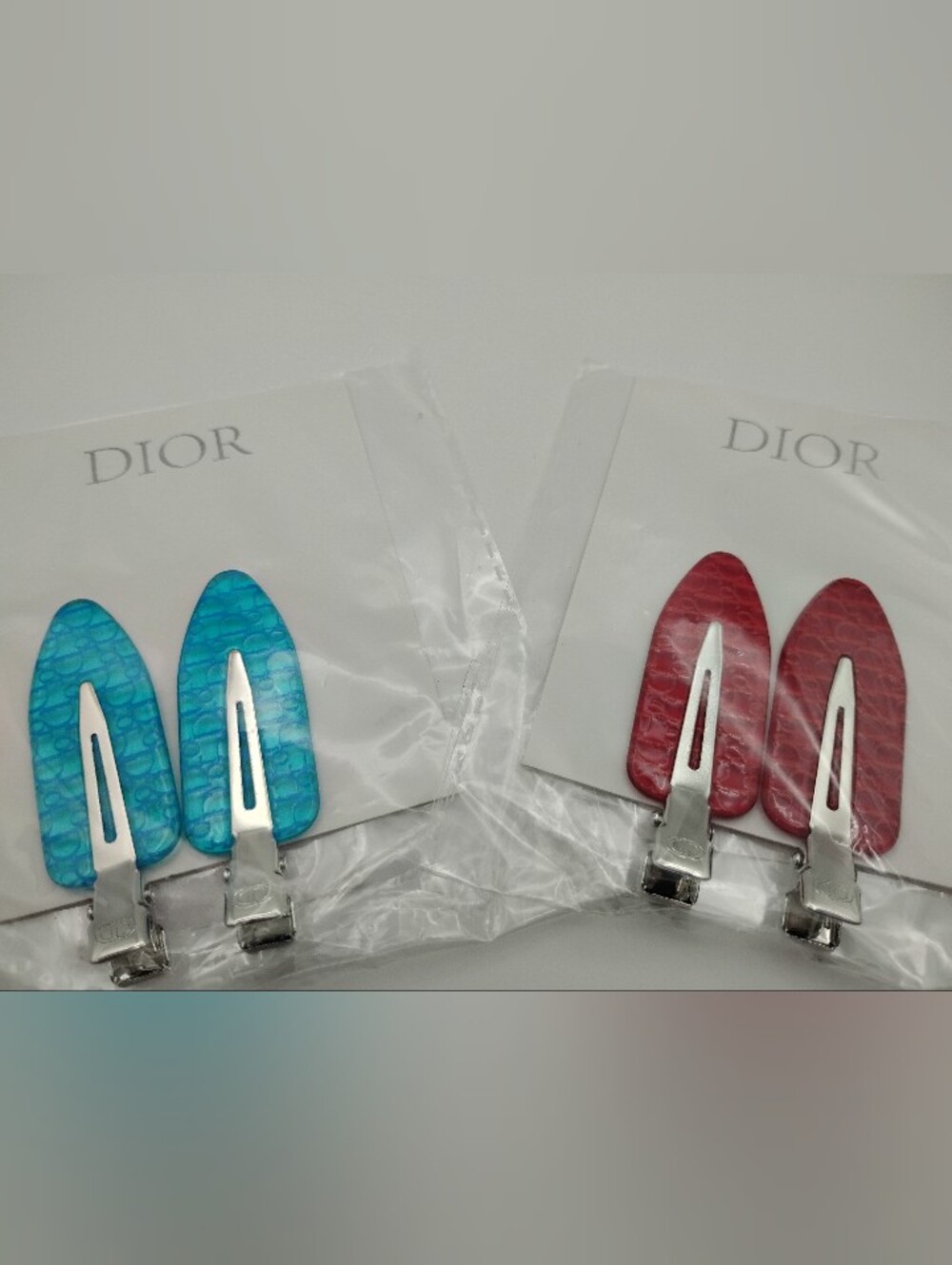 Dior Blue and Red Textured Hair Clips BRAND NEW -AUTHENTIC - Picture 3 of 10